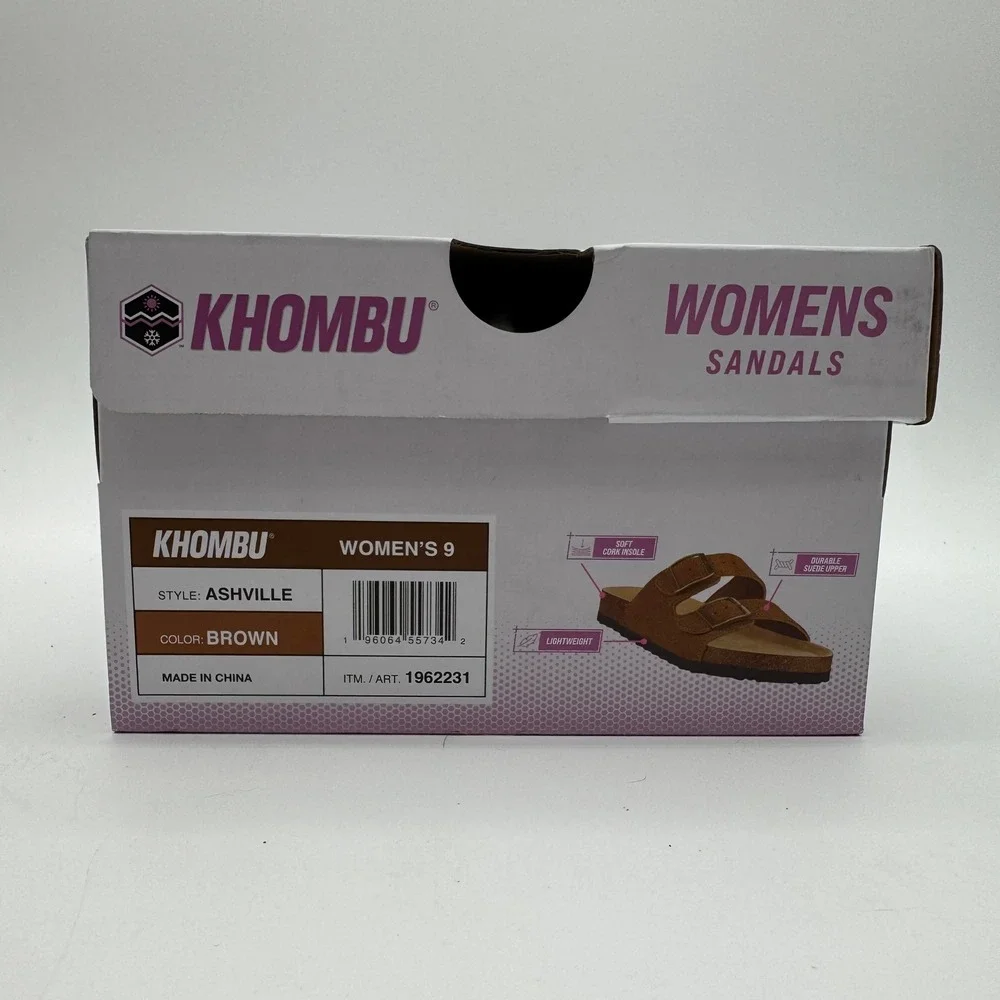 Khombu Asheville Brown Suede Double Buckle Slide Sandals Women's Size 9